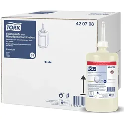 Tork 420709 Flüssigseife Premium 1 L zur Händedekontaminatio EN 1499, leicht parfümiert, besitzt eine hohe Waschkraft