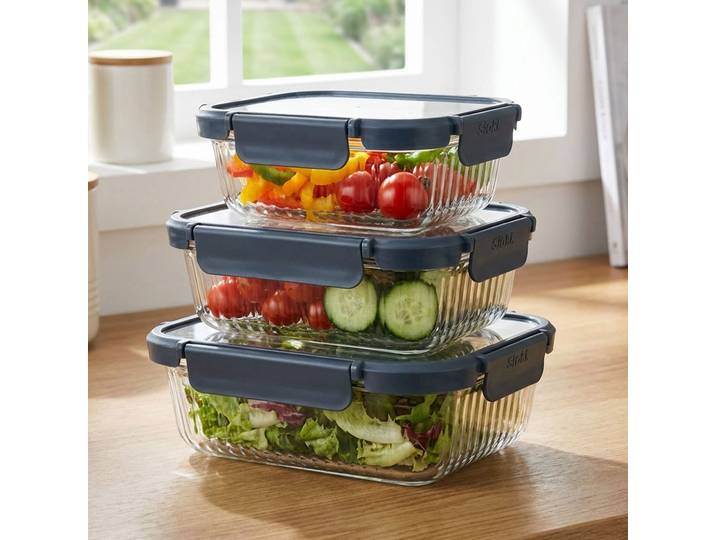 Frischhaltedosen Set aus Borosilikat-Glas - 3 Dosen (640 ml, 1040 ml, 1480 ml)