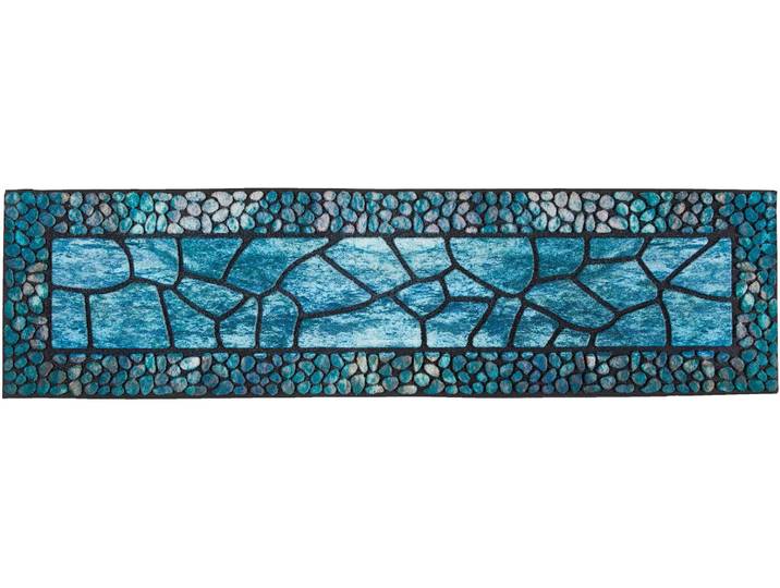 Stufenmatte ANDIAMO Outdoor, 2er Set , blau (türkis), B:24cm H:6mm L:90cm, Obermaterial: 100% Gummi, Teppiche, Stufenmatte, Outdoor-Stufenmatten, Stein Motiv, Gartenbereich, Außenbereich