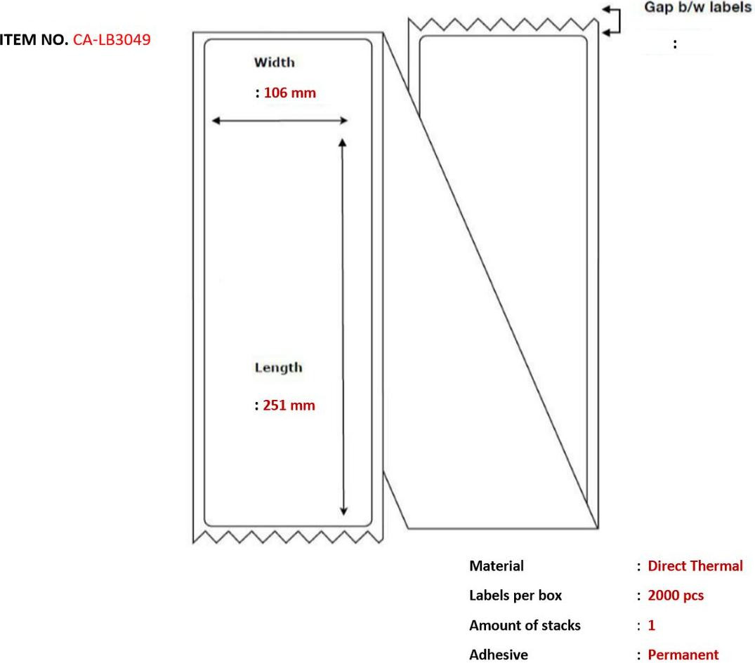 Capture CA-LB3049 Oneindig plakband, Wit, Permanent, 10,6 cm