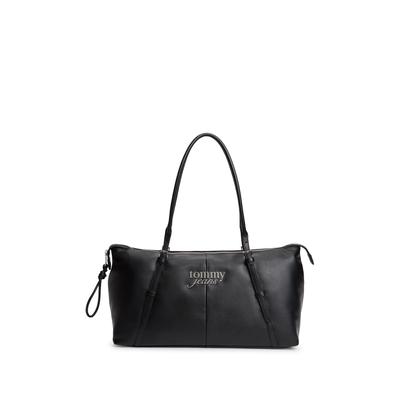 Tragetasche TOMMY JEANS "TJW BOLD EW TOTE", Gr. B/H/T: 42cm x 25,5cm x 20cm, schwarz, Lederimitat, Taschen, Unisex Tragetasche, Umhängetasche, Weekender mit Tommy Jeans Logo
