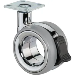 BS Rollen, Möbelrollen, Design-Doppelrolle, mit Feststeller,Rad Ø 75mm, F353, Polyurethan grau
