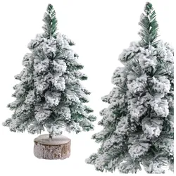 Dekorativer künstlicher Weihnachtsbaum auf einem mit Schnee bedeckten Stamm, 60 x 16 cm