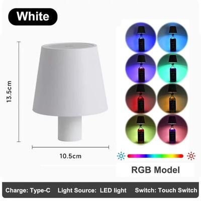Uplift Essentials Wireless LED Wine Bottle Table Lamp Rechargeable Touch Control Light For Restaurants, Bars & Outdoor Dining a white rgb