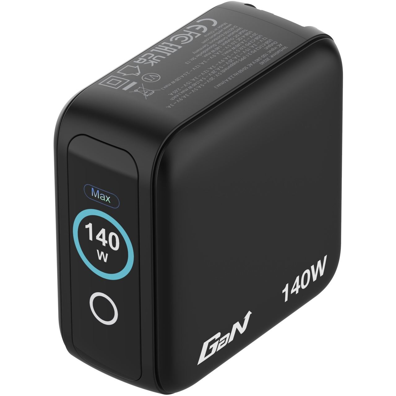 Verbatim Mini GaN Charger 4 Port 140W w Display (EU/UK/US)