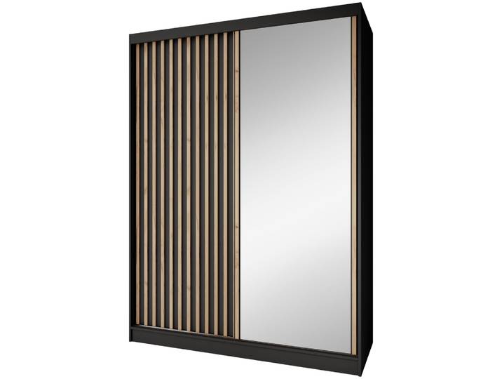 Armoire à portes coulissantes avec lamelles 160 cm, noir