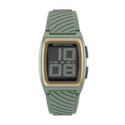 Digitaluhr ARMANI EXCHANGE, grün (grün, goldfarben, schwarz), Armbanduhren, Herren, grün, Digitaluhr, Quarzuhr, Armbanduhr, Damenuhr, Herrenuhr, Silikonarmband, digital