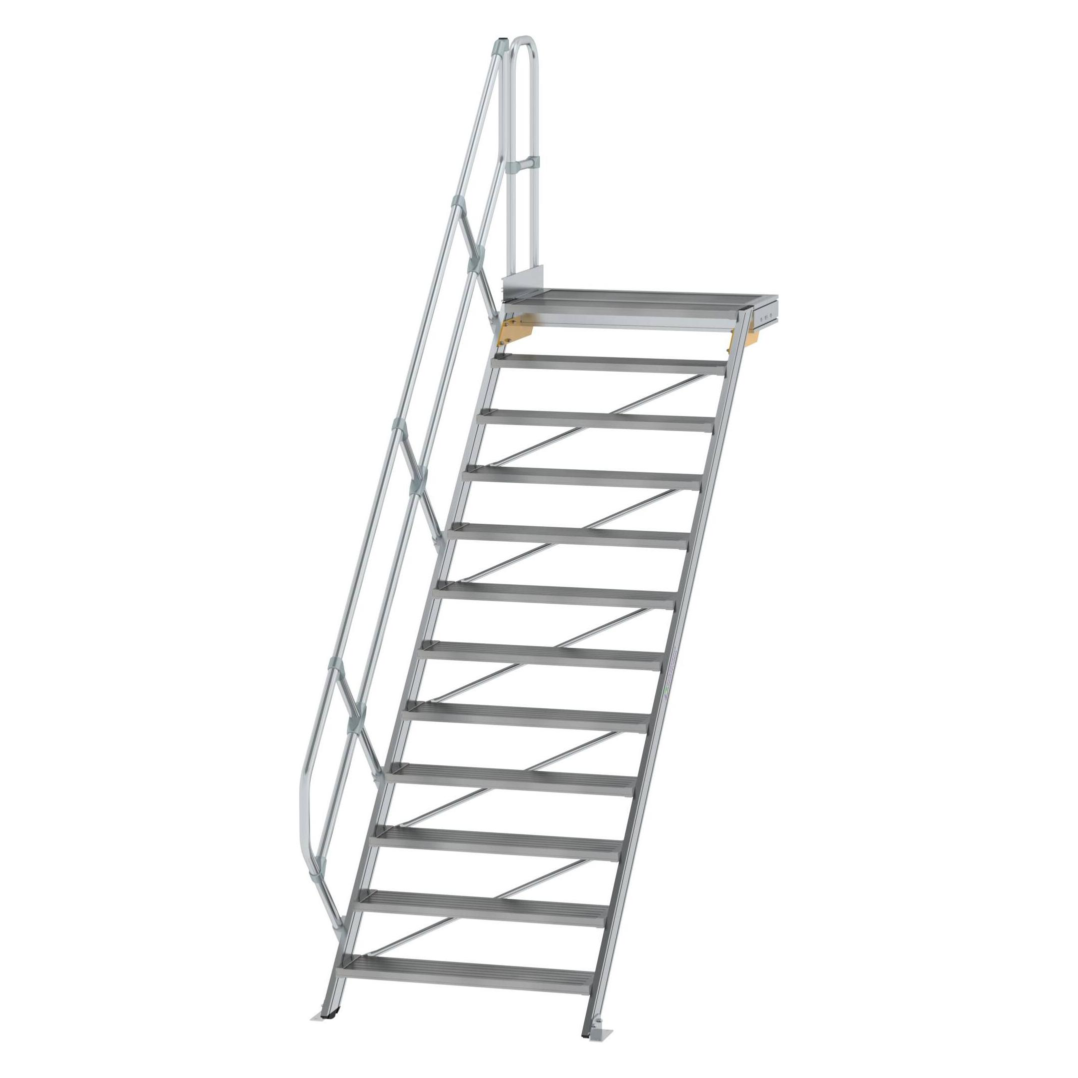 Munk Treppe mit Plattform 45° Stufenbreite 1000 mm 12 Stufen Aluminium geriffelt (Gerüst) (600472)