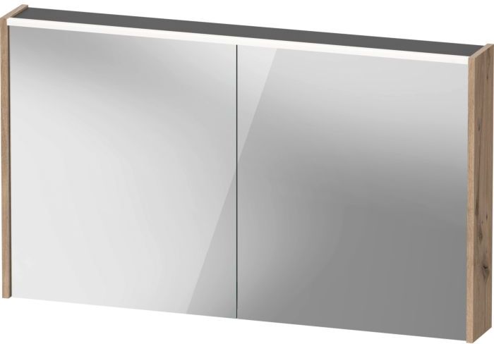 Duravit D-Code Spiegelschrank Verspiegelt DC7108055551000 1200x700x148, Eiche Marmoriert Matt, Steckdose E, LED Beleuchtung