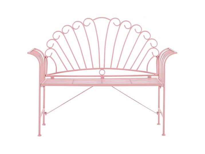 Beliani Gartenbank Metall 2-Sitzer rosa 125 cm Cavinia, Rosa, 125x97x46 cm, Gartenmöbel, Gartenbänke