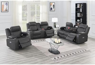 Esofastore Transitional Style 3pc Power Motion Sofa Set Storage Arms Charcoal Finish