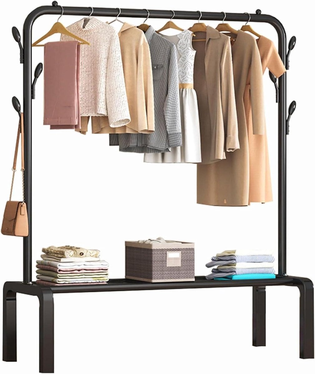 Metalen kledingrek met onderste rek voor kledingopslag, 150 cm