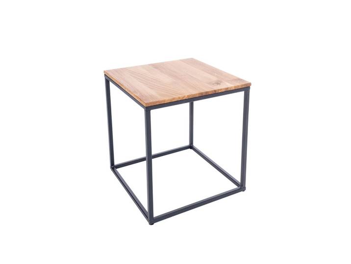 Globo Beistelltisch, Schwarz, Eichefarben, Holz, Metall, Eiche,Eiche, massiv,massiv, quadratisch, eckig, 40x41x40 cm, Wohnzimmer, Wohnzimmertische, Beistelltisch, Beistelltische Holz