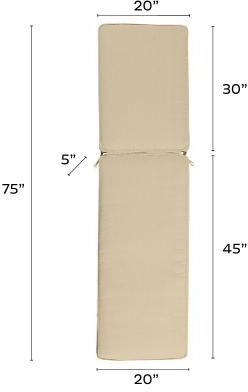 Replacement Chaise Cushion - 20x75 - Box Edge, Canopy Stripe Cornflower/White Sunbrella - Ballard Designs