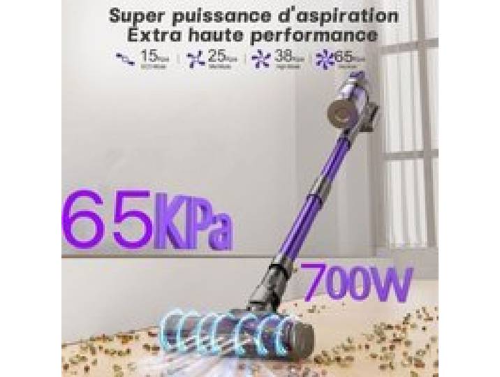 Aspirateur Balai Sans Fil 700W 65000Pa batterie 9x2900mAh 70 min moteur sans balais haute performance filtratio ASPIRATEUR BALAI