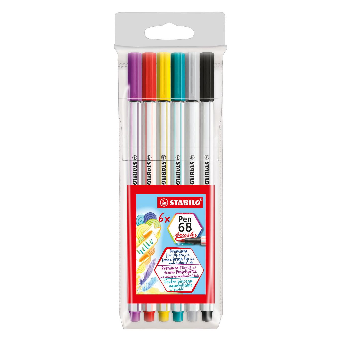 Stabilo 6 Pen68 brush im Kunststoffetui (6x) (568/06-11)