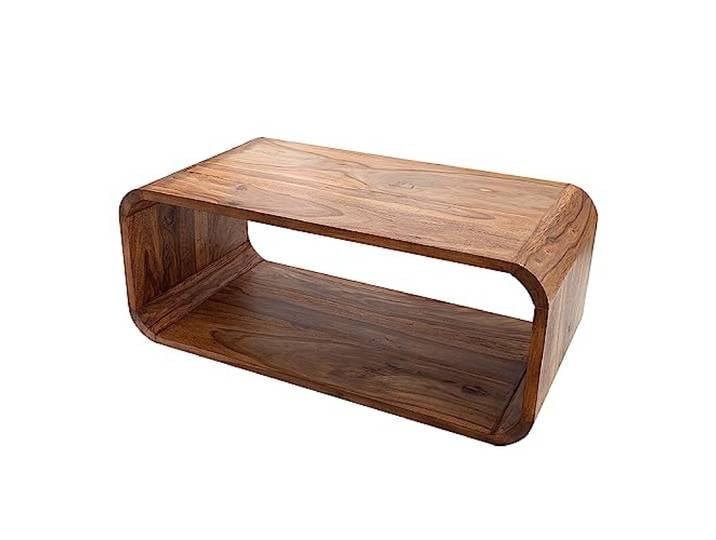 invicta INTERIOR Massiver Holz Couchtisch CUBUS 100cm Sheesham Stone Finish TV-Board Beistelltisch Massivholz Tisch Holztisch