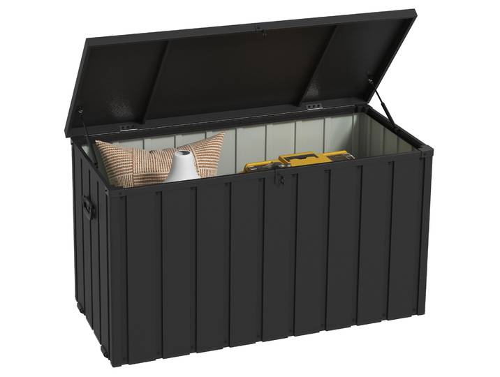 Outsunny Coffre de rangement extérieur 125.5X61.5X70 cm Gris foncé