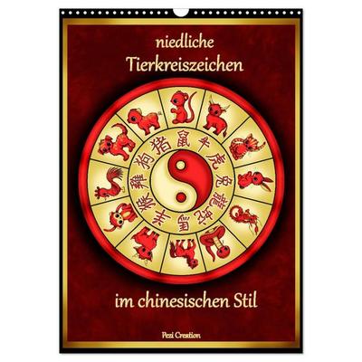niedliche Tierkreiszeichen im chinesischem Stil (Wandkalender 2026 DIN A3 hoch), CALVENDO Monatskalender