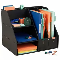 Relaxdays Schreibtisch Organizer DIN A4 Schwarz
