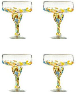 10 Strawberry Street Pueblo Handblown Mexican Glassware, Set of 4