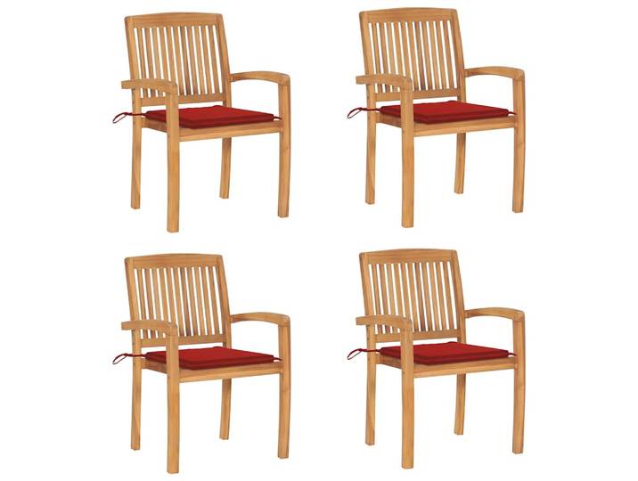 vidaXL Stapelbare Gartenstühle mit Kissen 4 Stk. Massivholz Teak