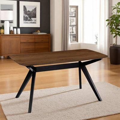 ZWYO HOSIMU "59"" Modern Farmhouse Rectangular Dining Table, Table with Cross-Leg Pedestal Base for 4-6"