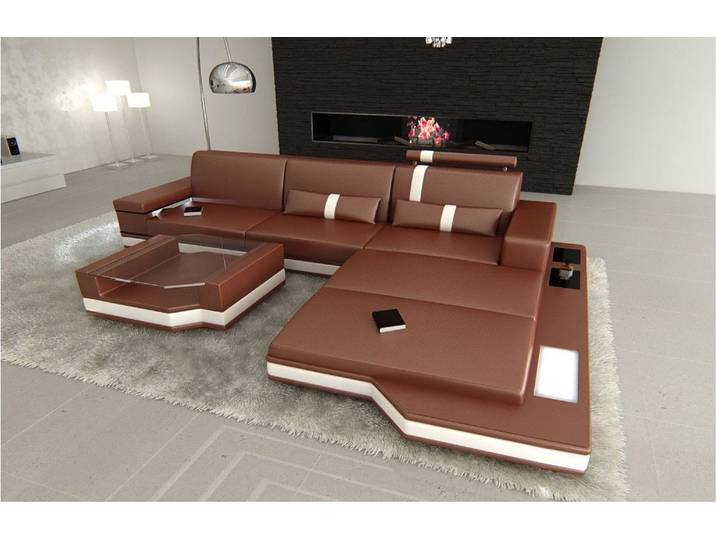 Couch Messana L-Form in Leder