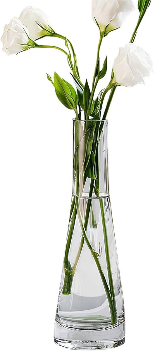 Handgeblazen Glazen Vaas Grijs - Kleine Decoratieve Bloemenvaas voor Enkele Stengels of Kleine Boeketten - Tafeldecoratie