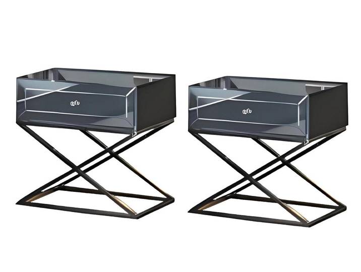 Xlmoebel Nachttisch Graue Designer-Holz-Nachttische mit elegantem, zeitlosem Design (2x Nachttische, 2-St., 2x Nachttische), Hergestellt in Europa