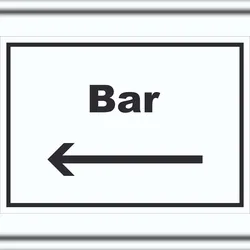 HB-Druck Bar Schild mit Text und Richtungspfeil links Pub Kneipe waagerecht A5 (148x210mm)