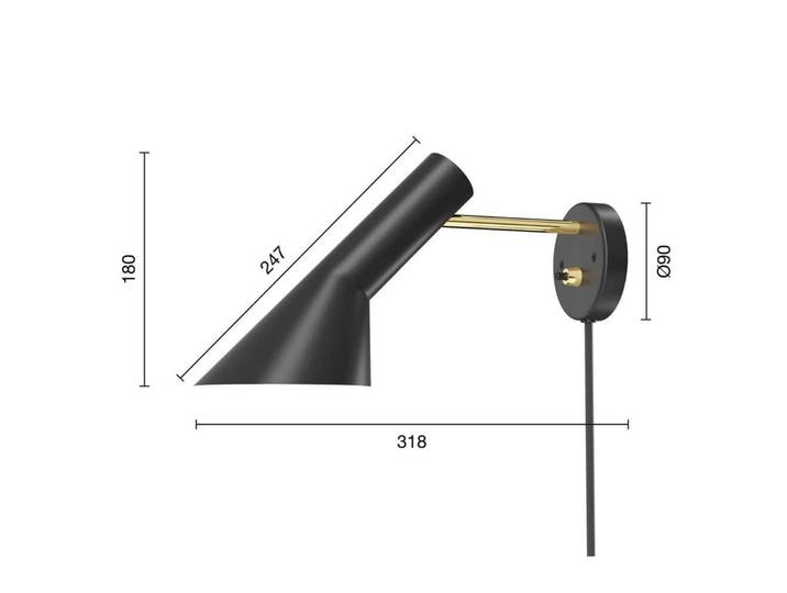 AJ Wandleuchte Brass/Black - Louis Poulsen - Wohnzimmer - Metall