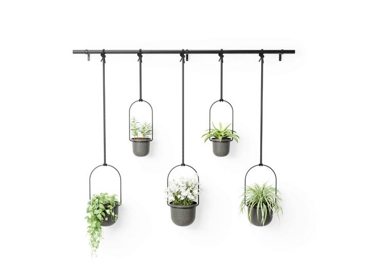 Umbra Wand-Pflanztopfset, Schwarz, Kunststoff, Metall, 18x94x137 cm, Dekoration, Blumen & Blumentöpfe, Übertöpfe