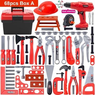 Uplifted Finds Children's Construction Tool Set With Electric Toy Drill 68 Pcs Box A