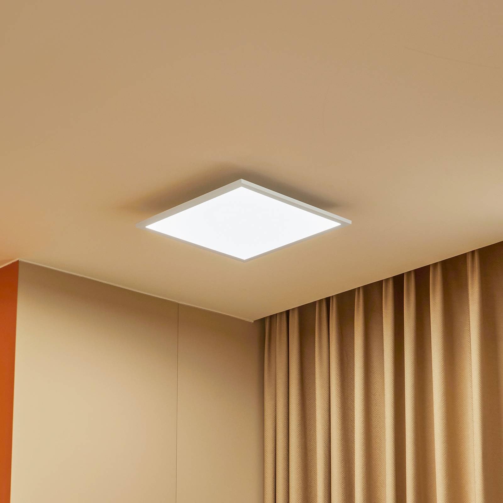 Lindby Modern LED Plafondlamp Lamin, Vierkant, Wit, Dimbaar met Afstandsbediening