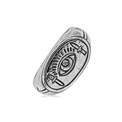 Siegelring HAZE & GLORY "Ring Herren Siegelring - Eye Auge Dolch 925 Silber" Gr. 66, silber, Fingerringe, Herren, 66, Silber 925 (Sterlingsilber), Siegelring
