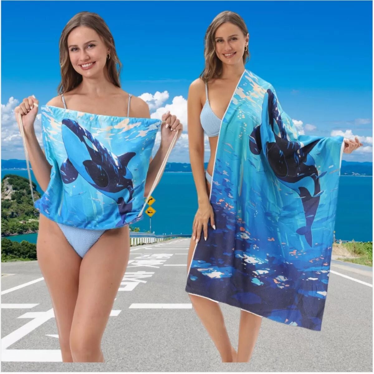 INF 2-in-1 faltbares Strandtuch mit Tasche - Mikrofaser Convertible Handtuch mit Stauraum, schnell trocknendes Badetuch für