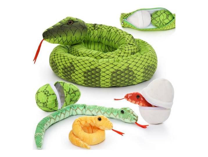 LuxusKollektion Kuscheltier Kuscheltier Plüschschlange Kobra 3Babys Jungen XXL 200cm grün (1-St)