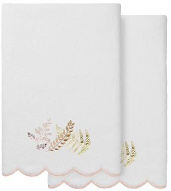Authentic Hotel and Spa 100% Turkish Cotton FERN TOSS Scallop Embellished Towel Collection.