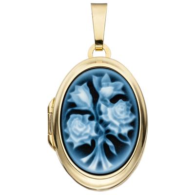 Medallionanhänger JOBO "Anhänger Medaillon oval", gelb (gelbgold 585), Schmuckanhänger, Damen, Gelbgold 585, 585 Gold
