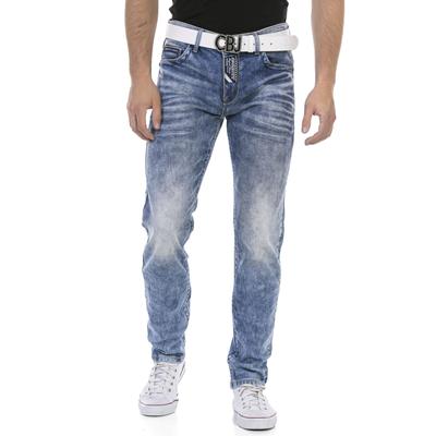 Regular-fit-Jeans CIPO & BAXX, Herren, Gr. 30, Länge 32, blau, Denim/Jeans, Obermaterial: 98% Baumwolle, 2% Elasthan, Abriebeffekte, Destroyed-Effekte, normal, Jeans, mit markanter Waschung