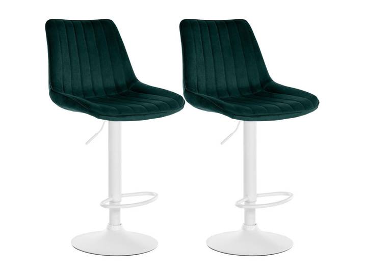 CLP Barhocker 2er Set Samt Grün, Metall, 49.5x91x50 cm, Esszimmer, Barmöbel, Barhocker