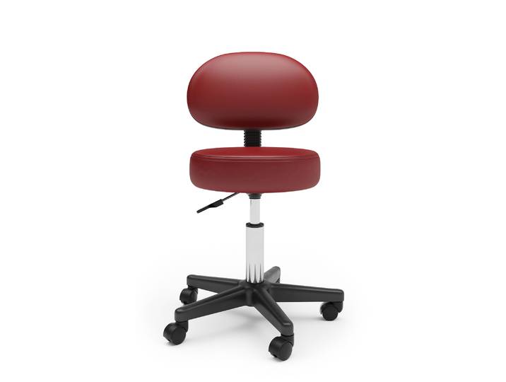 Drehstuhl Rollhocker mit Rückenlehne rot