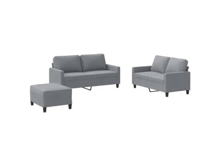 Todiikf 3-TLG Sofagarnitur mit Kissen Hellgrau Stoff Polstersofa Set Bequemes Sitzgruppen Set aus Stoff und Metall fuer Wohnzimmer und Schlafzimmer, inklusive 4 Kissen und Polster Hocker.