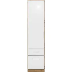 Drehtürenschrank Berlin Weiß Hochglanz, Eiche Artisan