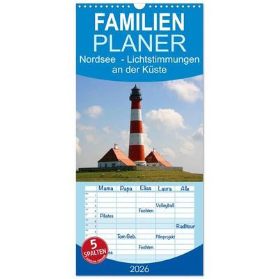 Familienplaner 2026 - Nordsee - Lichtstimmungen an der Küste mit 5 Spalten (Wandkalender, 21 x 45 cm) CALVENDO