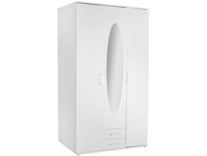 Drehtürenschrank - weiß - Spiegel - 195 cm