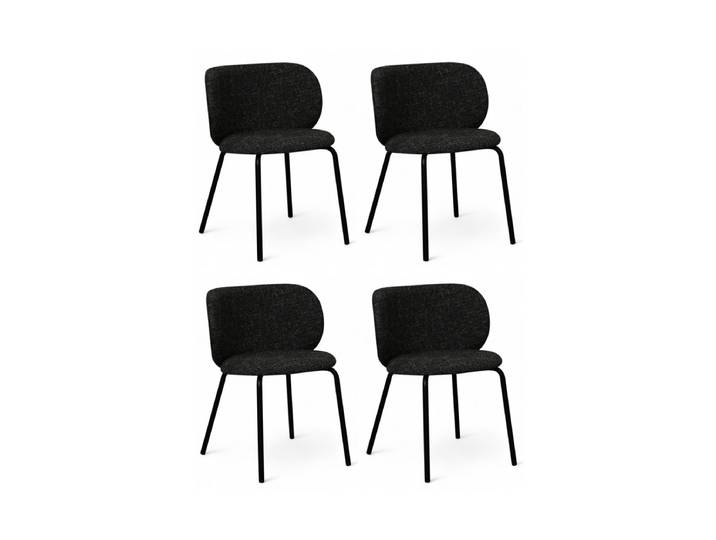 4er Set Esszimmerstühle Nanna - Stoff Schwarz