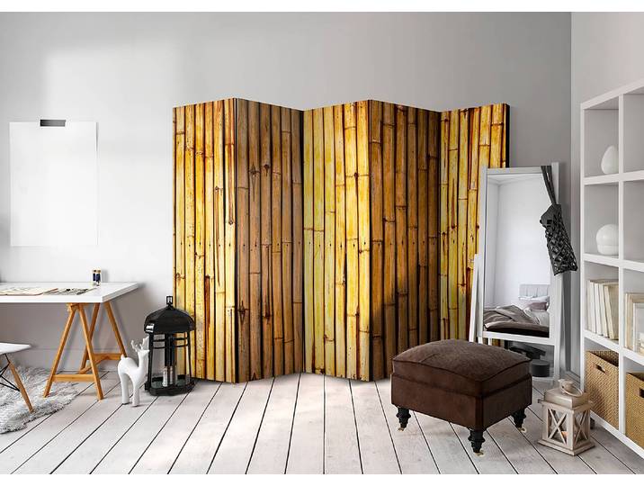 Paravent Bamboo Garden 1 côté Intissé sur bois massif Marron 225 x 172 x 3cm