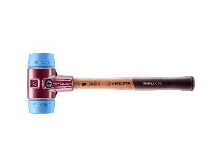 Maillet SIMPLEX\, TPE souple; avec boîtier en fonte malléable et manche en bois D=60 mm 3001.060